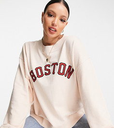 Бежевый свитшот с логотипом Topshop Tall Boston-Светло-бежевый цвет