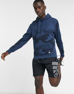 Темно-синий худи со сплошным принтом adidas Sportswear
