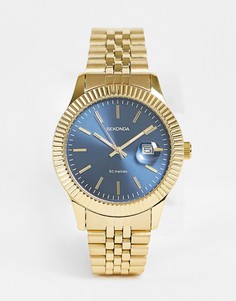 Золотистые часы-браслет с темно-синим циферблатом Sekonda-Золотистый
