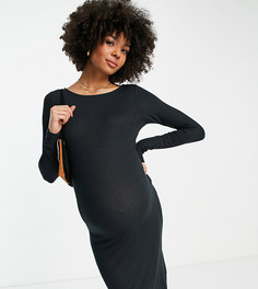 Черное трикотажное облегающее платье мини Mamalicious Maternity-Черный цвет Mama.Licious