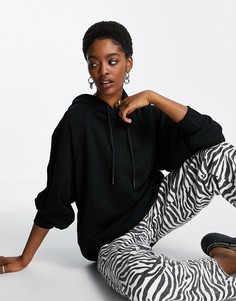 Свободный худи черного цвета Bershka-Черный цвет