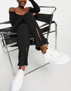 Черные расклешенные брюки в рубчик с разрезами спереди Puma Classics-Черный цвет