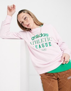 Розовый свитшот с надписью adidas Originals Retro Luxury-Розовый цвет