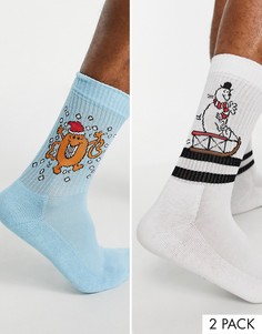 Набор из 2 пар новогодних носков Mr Men ASOS DESIGN-Разноцветный