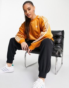 Оранжевый вельветовый свитшот с тремя полосками adidas Originals-Оранжевый цвет