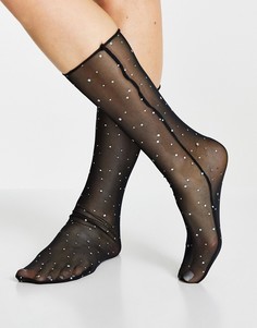 Черные носки из сетки с блестками ASOS DESIGN-Черный цвет