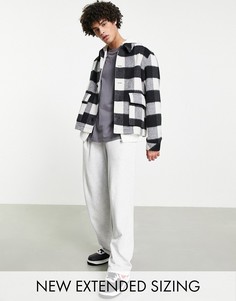 Куртка Харрингтон в черно-белую клетку ASOS DESIGN-Черный цвет