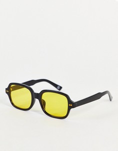 Солнцезащитные очки в квадратной оправе черного цвета с желтыми стеклами ASOS DESIGN-Черный цвет