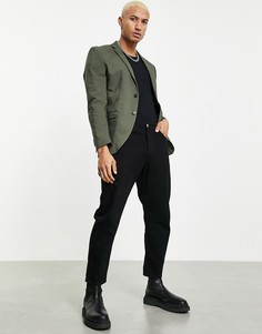 Зеленый атласный приталенный пиджак Jack & Jones Premium-Зеленый цвет
