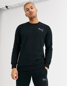 Черный свитшот с принтом переливающегося цвета Puma