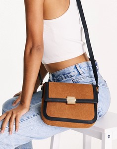 Коричневая вельветовая сумка через плечо в стиле 70-х с замочком ASOS DESIGN-Коричневый цвет