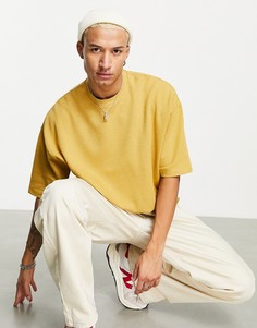 Легкая oversized-футболка горчичного цвета из вафельного трикотажа ASOS DESIGN-Желтый