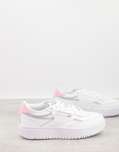Белые кроссовки с цветными вставками и массивной подошвой Reebok Club C Double-Белый