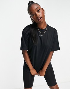 Черная oversized-футболка с логотипом-галочкой Nike-Черный цвет