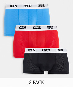 Новогодний набор из 3 коротких сетчатых боксеров-брифов ASOS DESIGN-Многоцветный