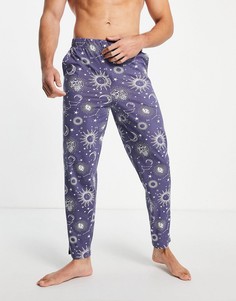 Новогодние брюки для дома с космическим принтом ASOS DESIGN-Разноцветный