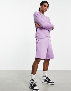 Фиолетовый спортивный костюм со свитшотом и oversized-шортами ASOS DESIGN-Фиолетовый цвет