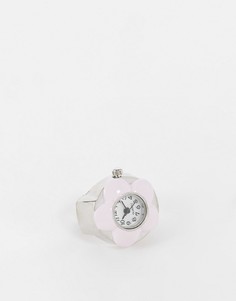 Розовые часы-кольцо с цветком DesignB London-Розовый цвет
