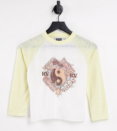 Белая футболка с контрастными рукавами реглан и принтом в стиле 70-х Reclaimed Vintage Inspired-Белый