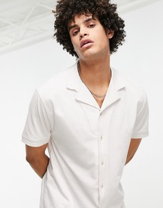 Свободная трикотажная рубашка кремового цвета ASOS DESIGN-Белый