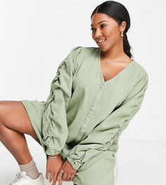 Платье мини цвета хаки на пуговицах Missguided Plus-Зеленый цвет