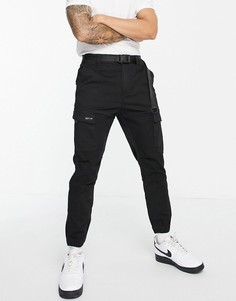 Черные брюки карго с поясом Bershka-Черный цвет