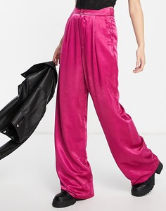 Розовые атласные брюки Stradivarius-Розовый цвет