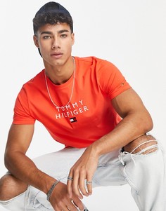 Красная футболка с логотипом на груди Tommy Hilfiger-Красный
