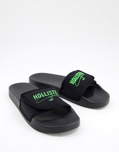 Черные шлепанцы с подкладкой из флиса и логотипом Hollister Home-Черный цвет