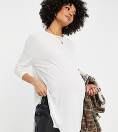 Белый лонгслив в рубчик ASOS DESIGN Maternity