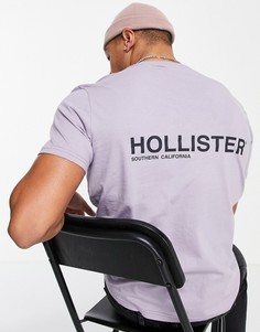 Сиреневая футболка с логотипом на спине Hollister-Фиолетовый цвет