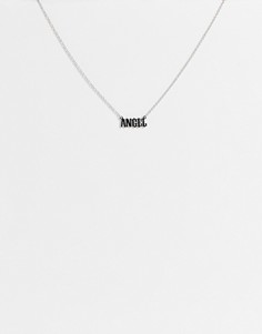 Серебристое ожерелье-цепочка с подвеской с надписью "Angel" Topshop-Серебряный