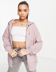 Очень свободный розовато-лиловый oversized-худи из органического хлопка на молнии ASOS DESIGN-Фиолетовый цвет
