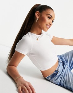 Белая укороченная футболка облегающего кроя ASOS DESIGN-Белый