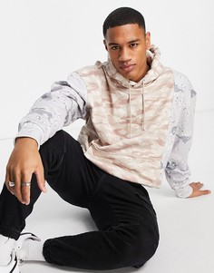 Худи с камуфляжным принтом и вставками от комплекта Topman-Разноцветный