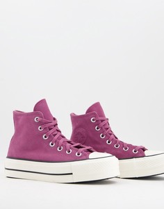 Замшевые кроссовки ягодного цвета с подкладкой и на платформе Converse Chuck Taylor-Фиолетовый цвет