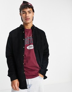 Oversized-рубашка из вельвета черного цвета ASOS DESIGN-Черный цвет