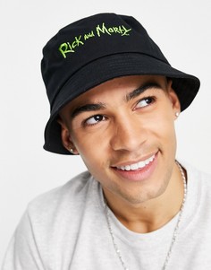 Черная панама с принтом мультфильма Рик и Морти ASOS DESIGN-Черный цвет