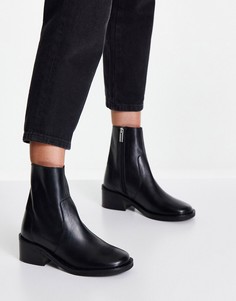 Кожаные ботинки без застежек черного цвета ASOS DESIGN Riviera-Черный цвет
