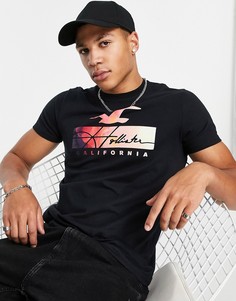 Черная футболка с логотипом в стиле тай-дай Hollister-Черный цвет