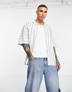 Мятная oversized-рубашка в полоску с отложным воротником Topman-Зеленый цвет