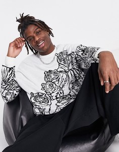 Свободный джемпер с рисунков тигров ASOS DESIGN-Разноцветный