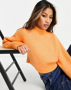 Ярко-оранжевый свитер объемной вязки с высоким воротом Bershka-Оранжевый цвет