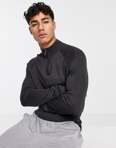 Темно-серый джемпер с длинными рукавами и короткой молнией River Island