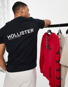 Черная футболка с логотипом сзади Hollister-Черный цвет