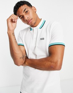 Футболка-поло из пике с контрастной отделкой BOSS Athleisure Paddy-Светло-бежевый цвет