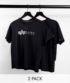 Набор из 2 черных футболок с логотипом Alpha Industries-Черный