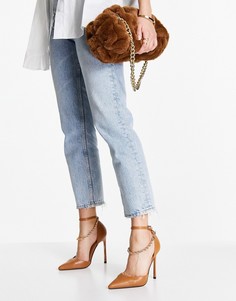 Светло-коричневые туфли на высоком каблуке с цепочкой ASOS DESIGN Palma-Коричневый цвет