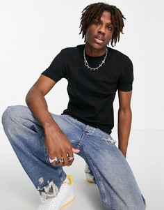 Черная укороченная футболка облегающего кроя ASOS DESIGN-Черный цвет