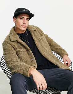 Бежевая куртка из искусственного меха Bershka-Светло-бежевый цвет